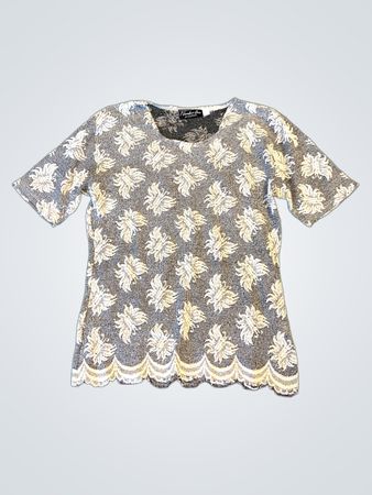 Number One by Kappahl Damen-Top mit Muster und Spitzenbesatz