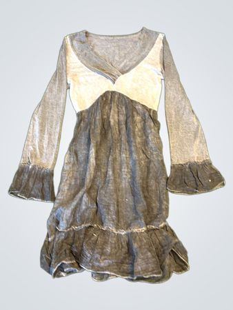 Robe à manches cloche à volants gris et gris foncé