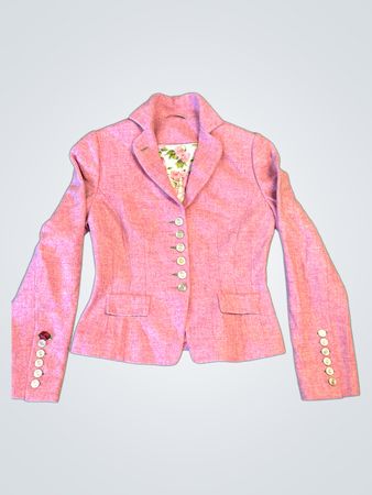 Rosafarbener Blazer mit floralem Futter