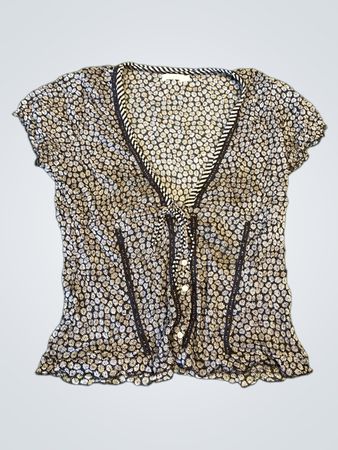 Sandwich Blumenmuster V-Ausschnitt Bluse mit kurzen Ärmeln