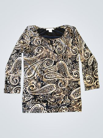 Liz Claiborne Petite Paisley-Print Langarmshirt