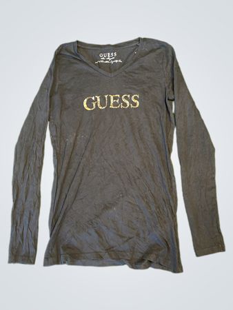 Guess Langarm-V-Ausschnitt-T-Shirt