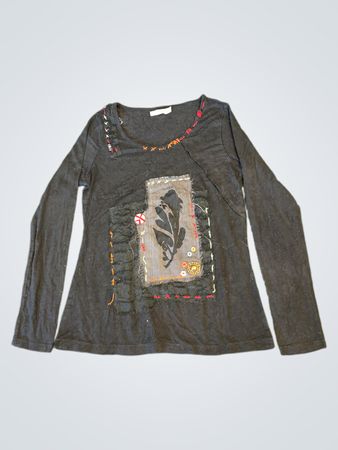 Griffin Black Langarm-Patchwork-Oberteil