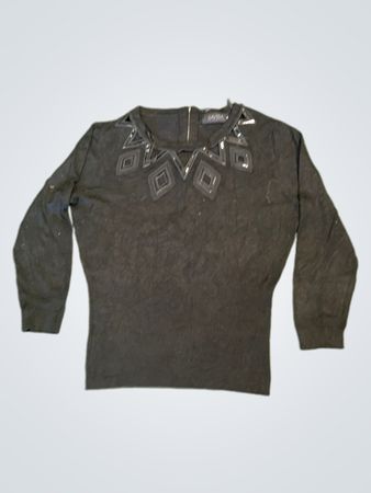 SAVIDA Black Beaded Long Sleeve Sweater