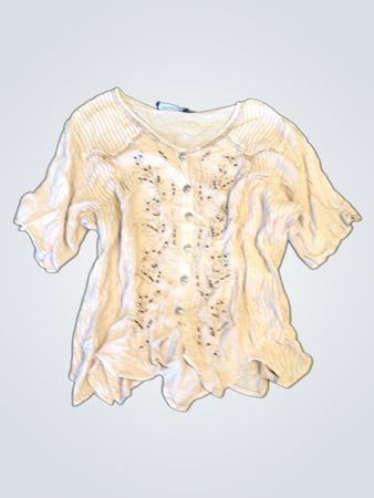 Reflect Ethnic Women's Beige Besticktes Kurzarm-Oberteil