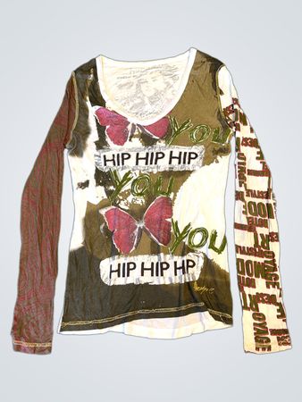 Langärmeliges Grafik-T-Shirt mit Schmetterlingen und Text