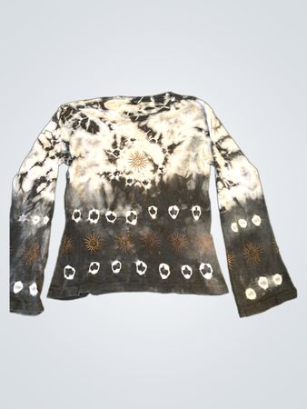 Langarm-T-Shirt mit Batikmuster und Sonnent- und Kreis-Print