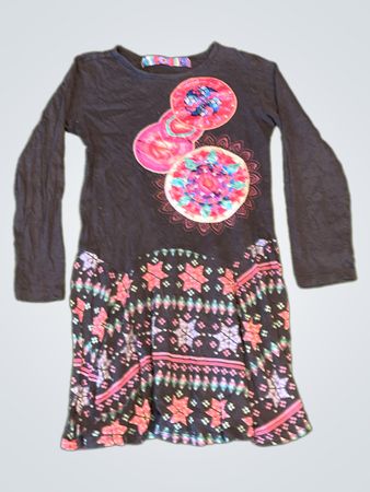 Mädchen Langarmkleid mit buntem Muster