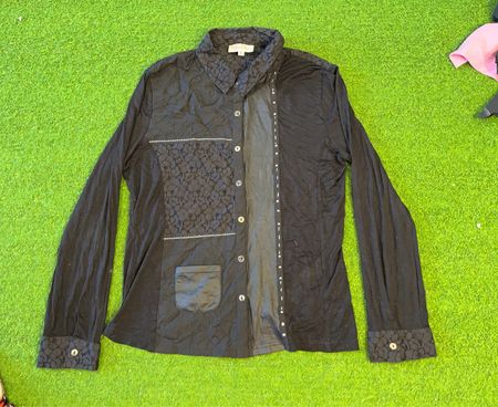 figure libre Black Spitzen-Detail Shirt Größe 42