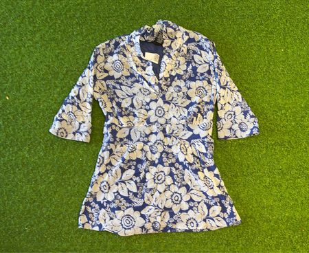 New York & Company Blue Floral Print Dress