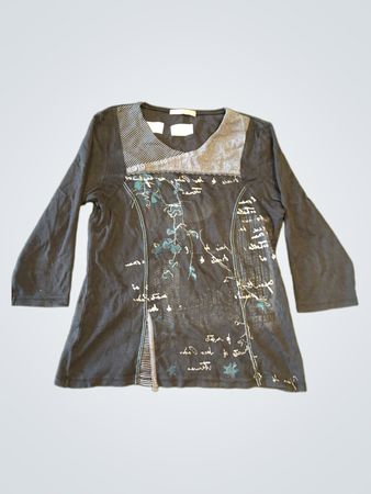 ARMAND THIERY Damen schwarzes Langarmshirt mit grafischem Druck