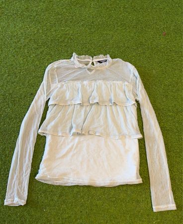 Reserved YFL Langarm-Rüschiges Mesh-Top