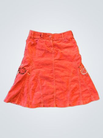 WOB WORLD OF BASICS Orange Corduroy A-Linien-Rock mit Stickerei