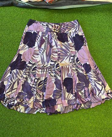 Jupe mi-longue à imprimé floral violet pour femme Steilmann