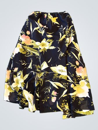 Jupe longue imprimée à fleurs noire