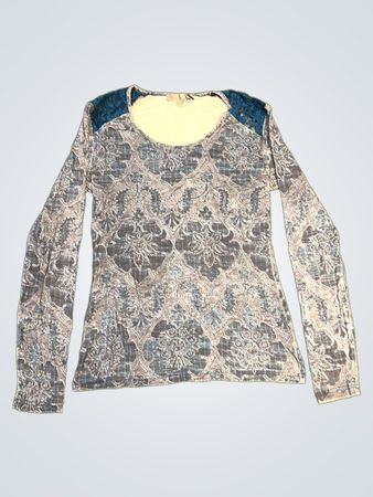 Top imprimé à manches longues Bluey avec détail d'épaule en dentelle bleue
