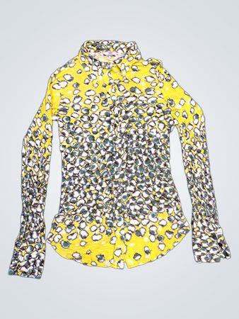 CKS Femme Chemise à manches longues jaune à motifs