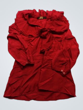 Twisted Red Ruffle Blouse