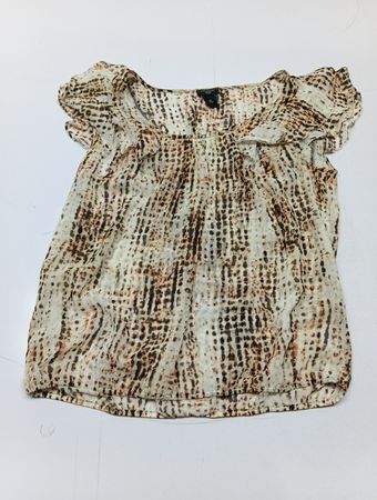 Ann Taylor Printed Ruffle Blouse