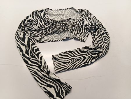 Zebra Print Long Sleeve Wrap Blouse