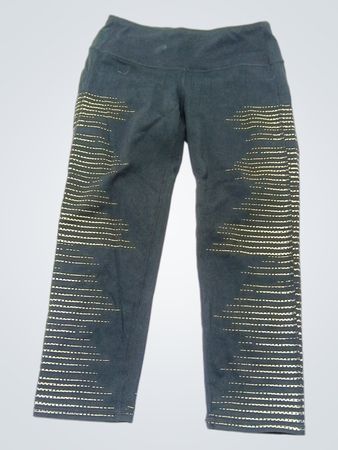 Athleta Black Metallic Stripe Leggings