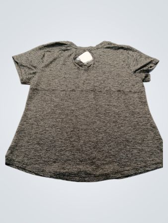Gray Short Sleeve Shirt with Keyhole Detail