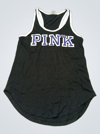 PINK Victoria's Secret Black Logo Racerback Tank Top