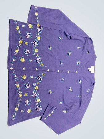 Susan Graver Style Purple Embroidered Top
