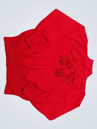 Red Embroidered Sweater