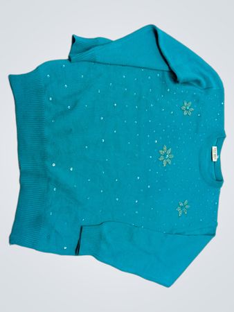 East Turquoise Sequin Knit Sweater