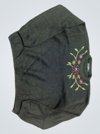 Pull&Bear Floral Embroidered Knit Sweater