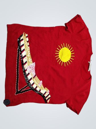 Red Embellished Sweater