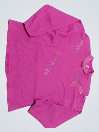 Pink Long-Sleeve Blouse with Rhinestones
