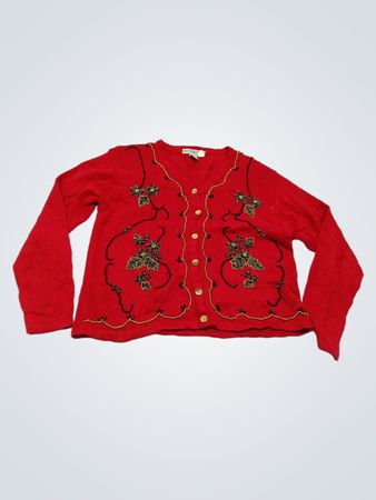 Red Embellished Cardigan