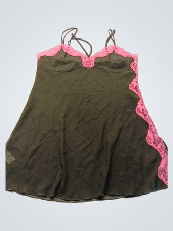 Bodypassion Black Camisole with Pink Lace Trim