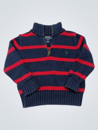 Polo Ralph Lauren Navy Blue and Red Striped Sweater