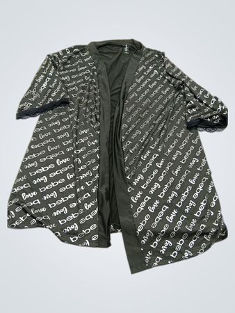 Bebe Black All-Over Print Kimono Robe