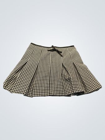 Bebe Houndstooth Pleated Mini Skirt