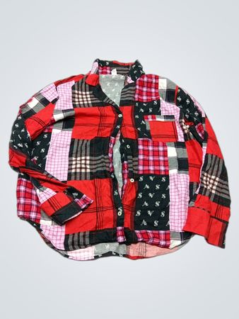 Victoria's Secret Patchwork Plaid Button-Down Shirt