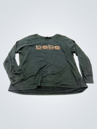 Bebe Olive Green Long Sleeve Logo T-Shirt