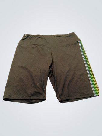 Bebe Sport Olive Green Striped Bike Shorts