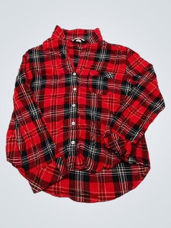 Victoria's Secret Red Plaid Button-Down Shirt