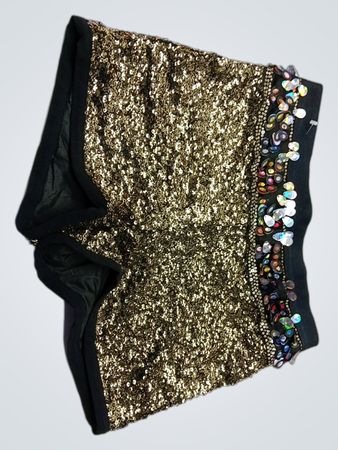 Mango Gold Sequin Mini Shorts