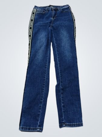 Bebe Low-Rise Logo Stripe Denim Jeans