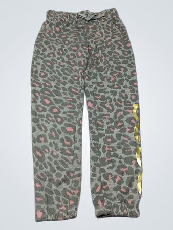 bebe Girls' Gray and Pink Leopard Print Pajama Pants