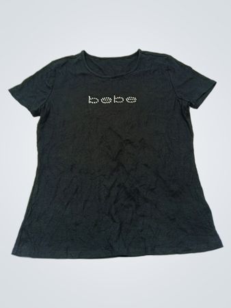 Black T-Shirt with Rhinestone Logo