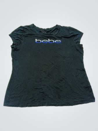 Bebe Black Logo Short Sleeve Top