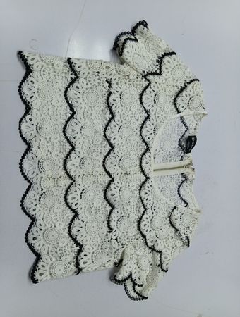 Bebe Lace Trim Short Sleeve Blouse