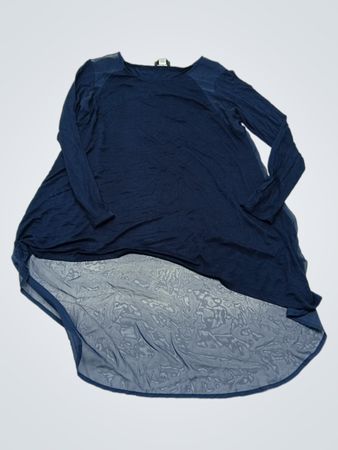 Bebe Navy Long-Sleeve Sheer Panel Blouse
