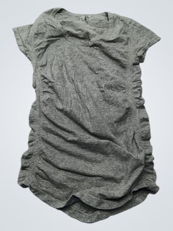 Athleta Gray Ruffle Short-Sleeved Top